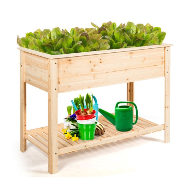 Wood Planter Box Stand for Backyard